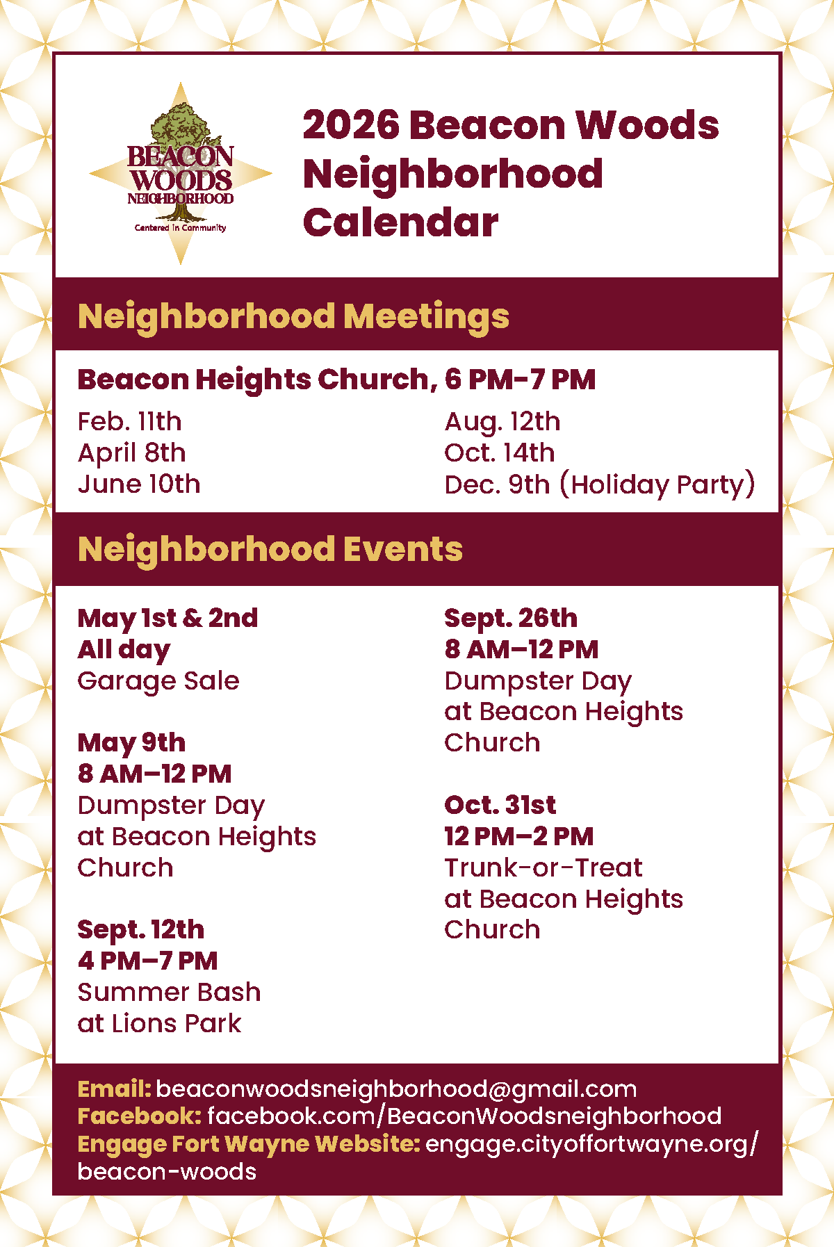 The is a fridge magnet created for the 2026 Beacon Wood Events, and is created similar to the postcards sent in January