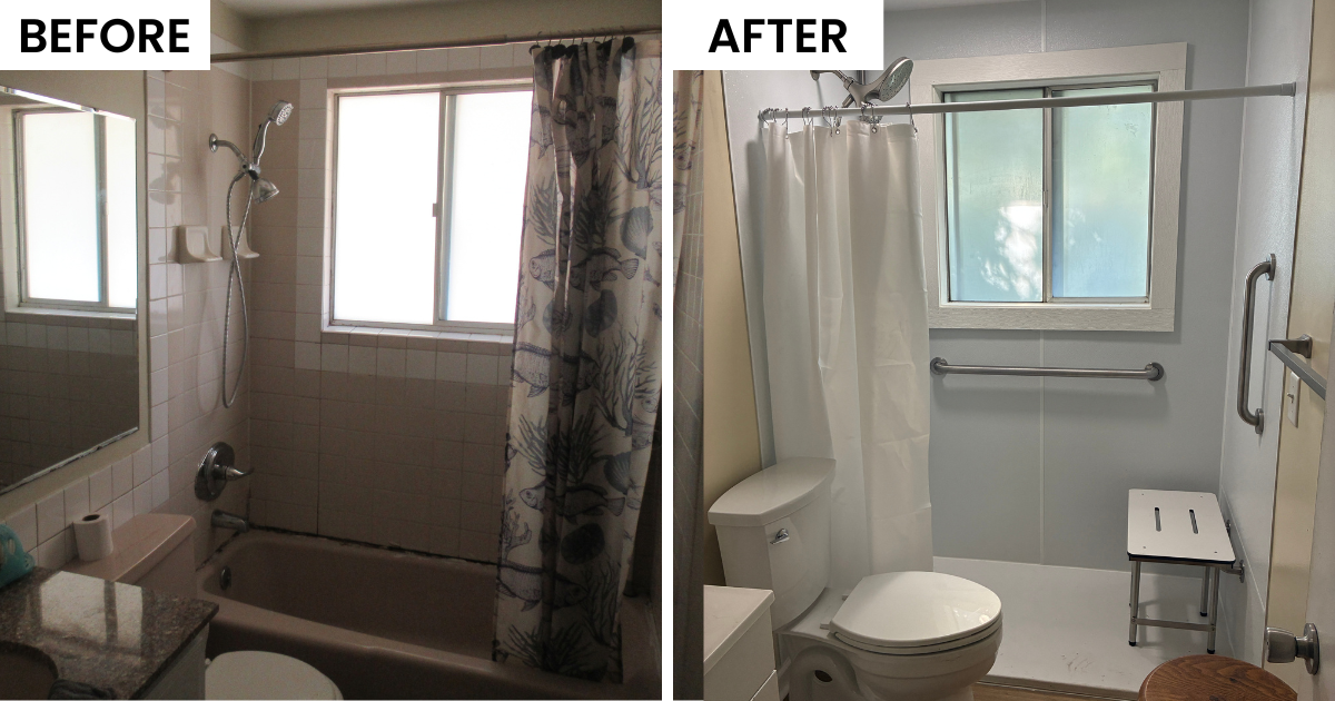 Before and After photos of home accessibility participant