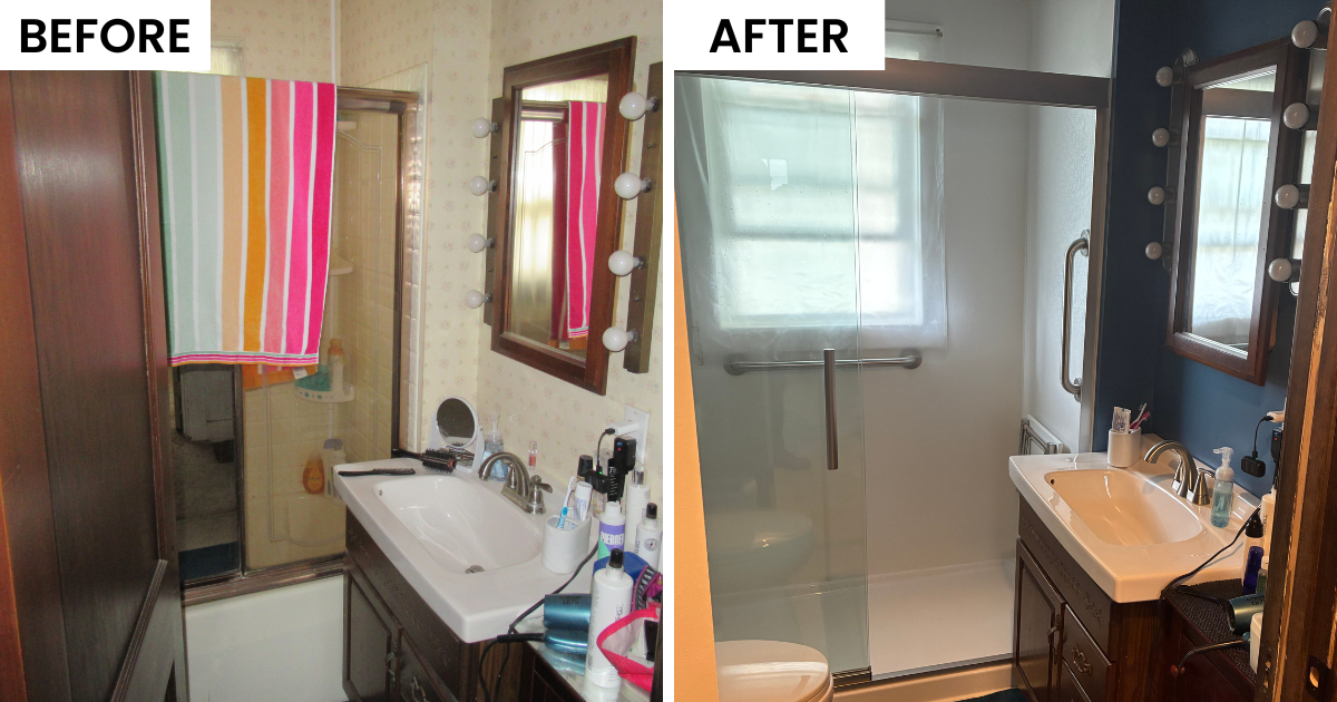 Before and After photos of home accessibility participant