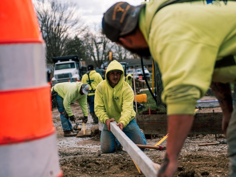 Construction works working on McArthur Dr. in Waynedale