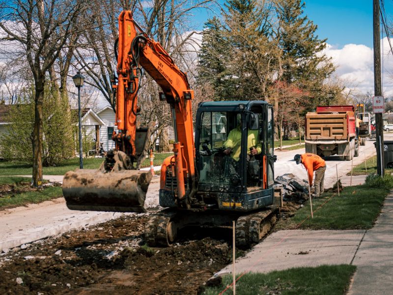 Construction equipment on McArthur Drive
