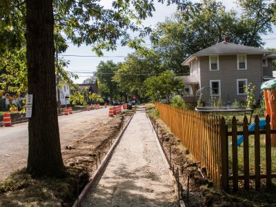 New Sidewalks being constructed in Packard